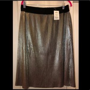 New ASOS Curve Silver Pleated Midi Metallic Skirt